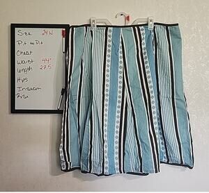 Cato Womens Swing Skirt Long Flow Plus sz 24W Blue Brown Striped